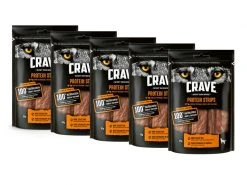 Crave Kausnack Protein Strips Huhn und Truthahn, 5 x 55 g