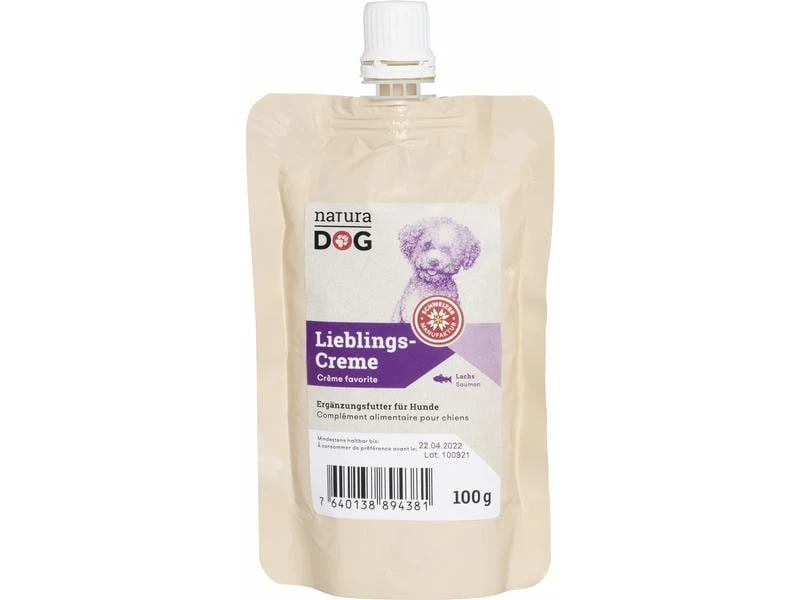 NaturaDog Leckerli Lieblingscreme Lachs, Multipack, 5 x 100 g 2 NaturaDog Leckerli Lieblingscreme Lachs, Multipack, 5 x 100 g – Bild 2