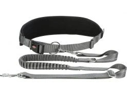 Trixie Joggingleine Bauchgurt mit Leine M, Grafit-Schwarz