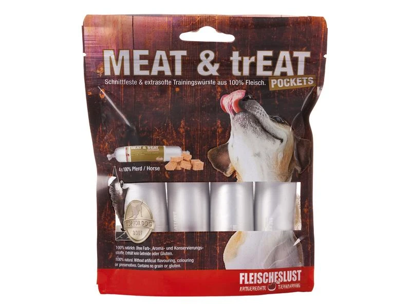 Fleischeslust Leckerli Meat & Treat Pockets Pferd, 4 x 40 g 1 Fleischeslust Leckerli Meat & Treat Pockets Pferd, 4 x 40 g