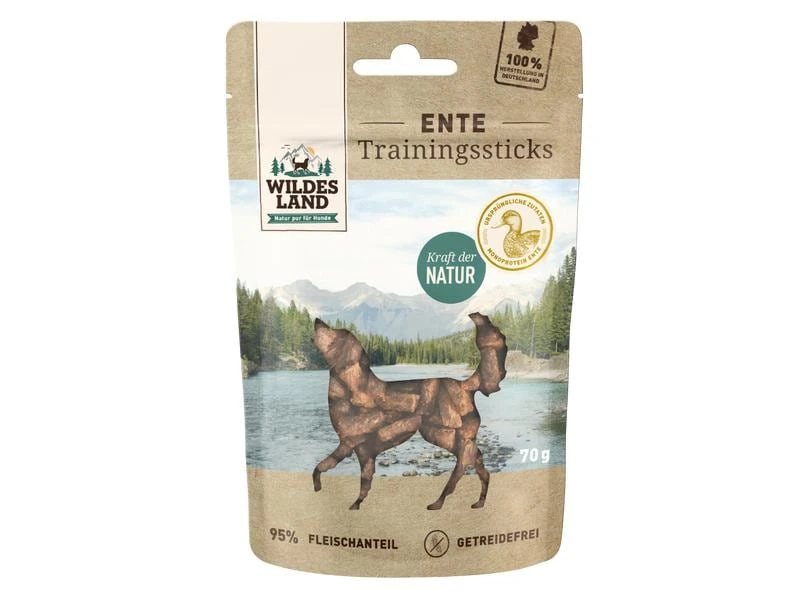 Wildes Land Snack Trainingssticks Ente, 70 g 1 Wildes Land Snack Trainingssticks Ente, 70 g