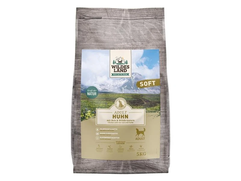 Wildes Land Halbfeuchtfutter Huhn mit Reis & Wildkräutern 5 kg 1 Wildes Land Halbfeuchtfutter Huhn mit Reis & Wildkräutern 5 kg