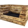 Holz Zollhaus Hunde-Bett Vintage geflammt, 80 x 60 x 45 cm