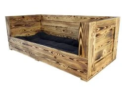 Holz Zollhaus Hunde-Sofa Vintage geflammt XXL, 115 x 55 x 42 cm