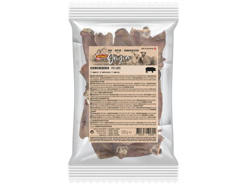 DeliBest Kausnack Origin Schweineohren 500 g, Schweizer Fleisch 1 DeliBest Kausnack Origin Schweineohren 500 g, Schweizer Fleisch