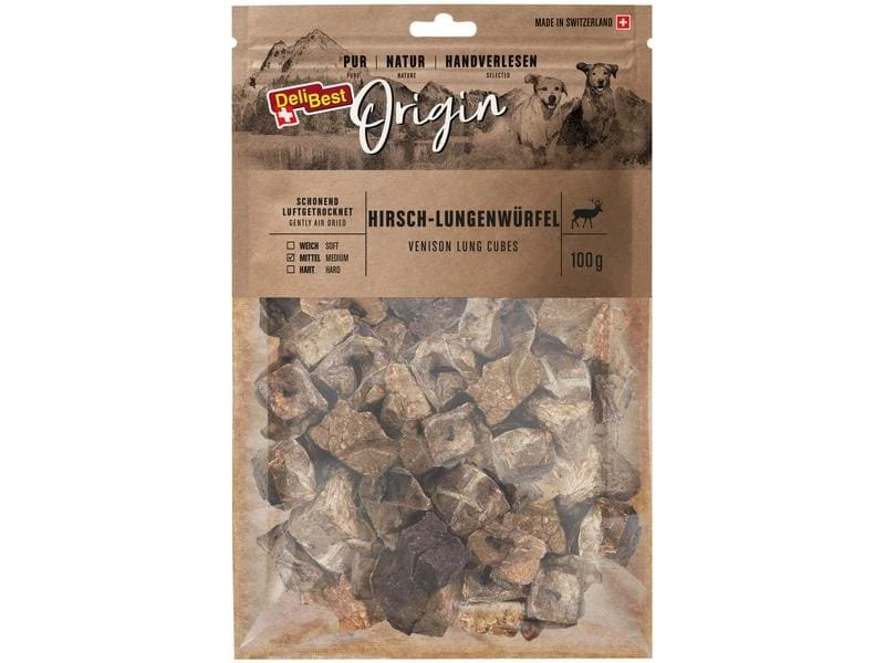 DeliBest Kaustange Origin Hirsch-Lungenwürfel 100 g 1 DeliBest Kaustange Origin Hirsch-Lungenwürfel 100 g