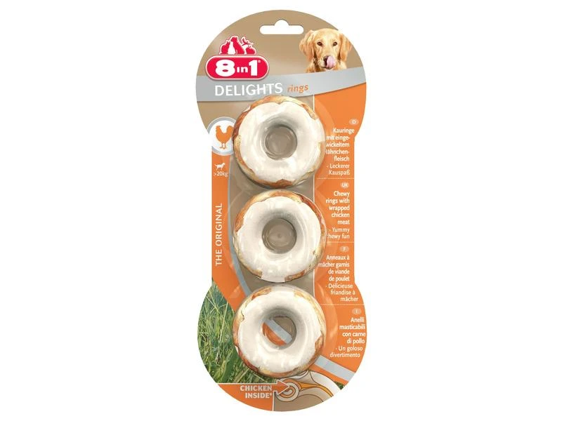 8in1 Kausnack Delights Chicken Rings, 3 Stk., 120 g 1 8in1 Kausnack Delights Chicken Rings, 3 Stk., 120 g