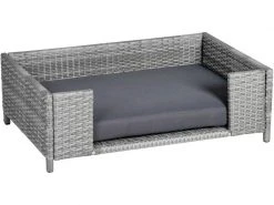 Greemotion PET Hunde-Sofa Rattan-Optik, Grau, Grösse M