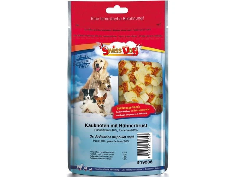 SwissDog Kausnack Kauknoten mit Hühnerbrust, 400 g 1 SwissDog Kausnack Kauknoten mit Hühnerbrust, 400 g