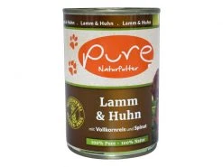 PURE Naturfutter Nassfutter Menü Lamm & Huhn, 400 g