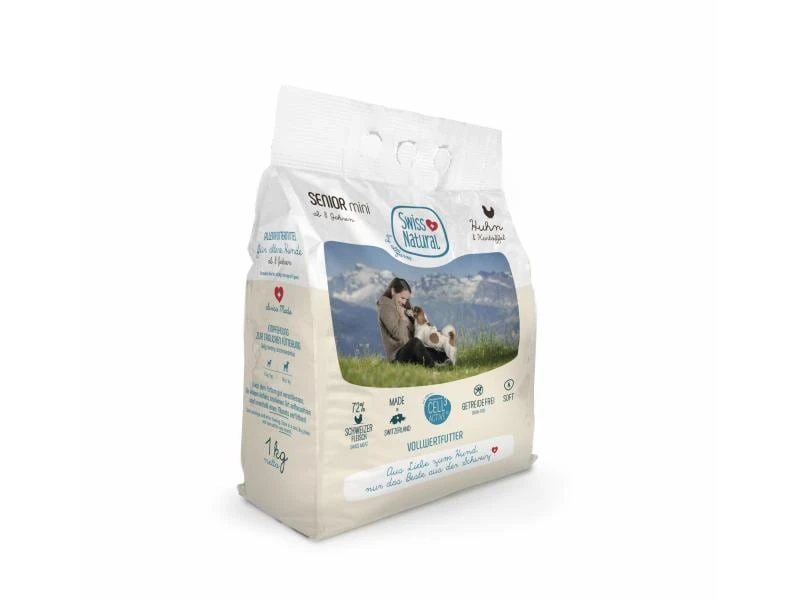 Swiss Natural Halbfeuchtfutter Senior Soft Mini Huhn & Kartoffeln, 1 kg 1 Swiss Natural Halbfeuchtfutter Senior Soft Mini Huhn & Kartoffeln, 1 kg